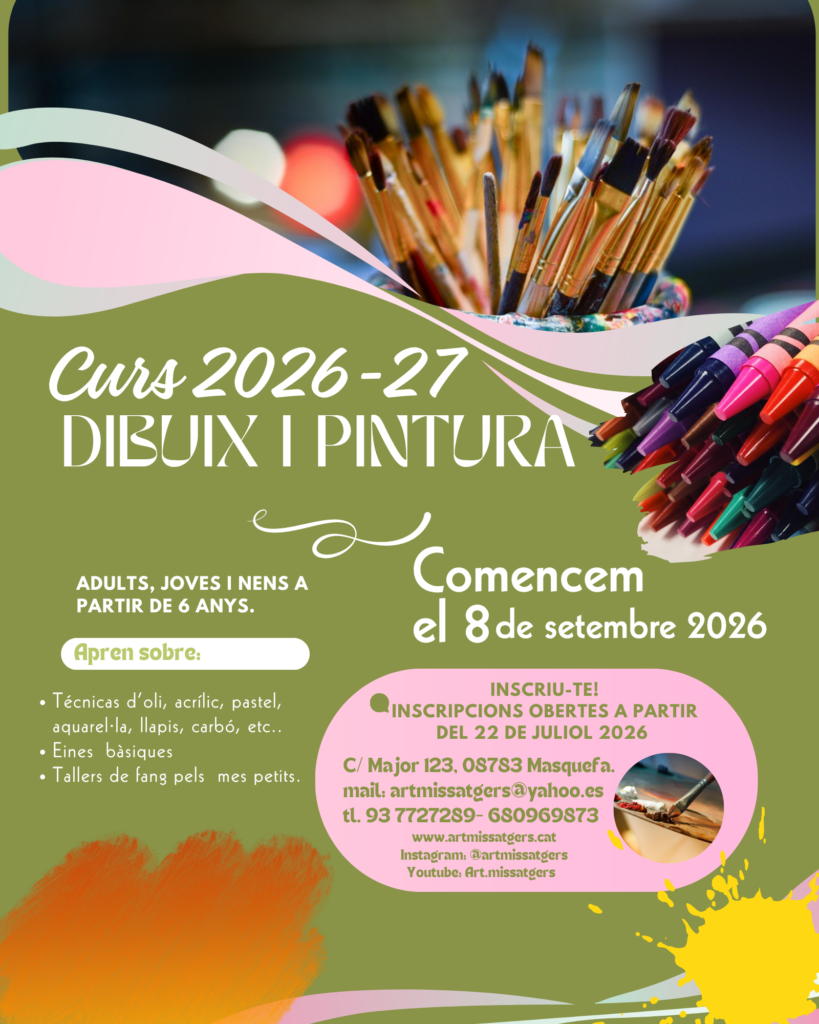 Cartell publi Curs de dibuix i pintura 2026